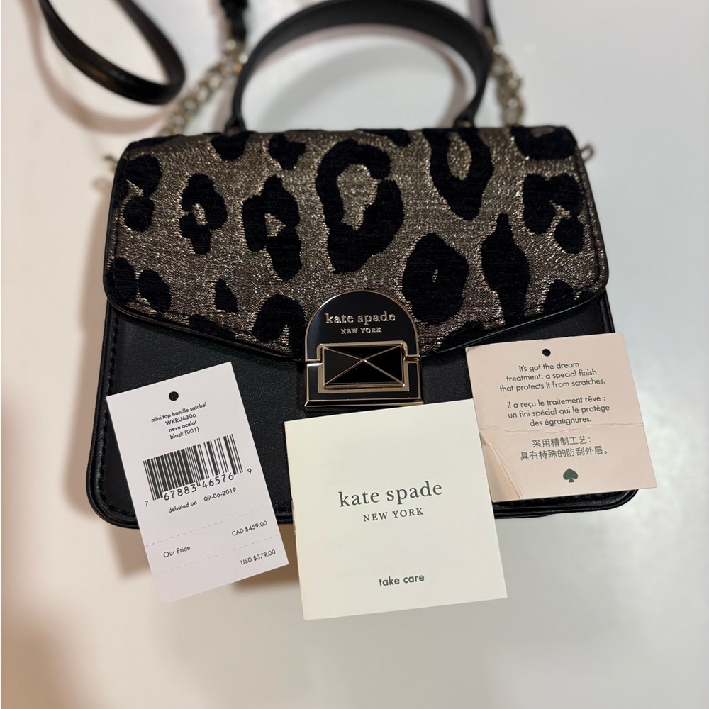 Kate Spade Black and Leopard Crossbody Bag Purse - Picture 6 of 16